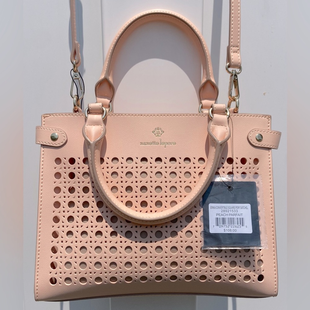 🍑NWT Nanette Lepore Erika convertible crossbody perf satchel peach parfait